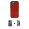 MARSİLYAN™- iPhone 12 Pro Max Kılıf Doruk Asil Koleksiyonu - Siyah Bilvis Hayalet Cam Ekran Koruyucu + Neon Fosforlu Kamera Lens - MI