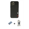 MARSİLYAN™- iPhone 12 Pro Max Kılıf Doruk Asil Koleksiyonu - Siyah Bilvis Hayalet Cam Ekran Koruyucu + Shine Kamera Lens Koruma Cam - PE