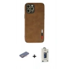 MARSİLYAN™- iPhone 12 Pro Max Kılıf Doruk Asil Koleksiyonu - Siyah Bilvis Hayalet Cam Ekran Koruyucu + Renkli Kamera Lens Koruma Cam - PE