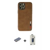 MARSİLYAN™- iPhone 12 Pro Max Kılıf Doruk Asil Koleksiyonu - Siyah Bilvis Hayalet Cam Ekran Koruyucu + Renkli Kamera Lens Koruma Cam - SI