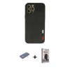 MARSİLYAN™- iPhone 12 Pro Max Kılıf Doruk Asil Koleksiyonu - Siyah Bilvis Hayalet Cam Ekran Koruyucu + Renkli Kamera Lens Koruma Cam - YL