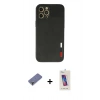 MARSİLYAN™- iPhone 12 Pro Max Kılıf Doruk Asil Koleksiyonu - Siyah Joko 5D Cam + Metal Kamera Lens Koruma Cam - GD