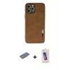 MARSİLYAN™- iPhone 12 Pro Max Kılıf Doruk Asil Koleksiyonu - Siyah Joko 5D Cam + Renkli Kamera Lens Koruma Cam - PE