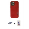MARSİLYAN™- iPhone 12 Pro Max Kılıf Doruk Asil Koleksiyonu - Siyah Joko 5D Cam + Renkli Kamera Lens Koruma Cam - PE