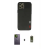 MARSİLYAN™- iPhone 12 Pro Max Kılıf Doruk Asil Koleksiyonu - Siyah Joko Magic 5D Hayalet Cam + Neon Fosforlu Kamera Lens - YL