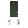 MARSİLYAN™- iPhone 12 Pro Max Kılıf Doruk Asil Koleksiyonu - Siyah Mat Seramik Nano Ekran Koruyucu + Shine Kamera Lens - GD