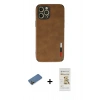 MARSİLYAN™- iPhone 12 Pro Max Kılıf Doruk Asil Koleksiyonu - Siyah Mat Seramik Nano Ekran Koruyucu + Shine Kamera Lens Koruma Cam - GD