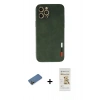 MARSİLYAN™- iPhone 12 Pro Max Kılıf Doruk Asil Koleksiyonu - Siyah Mat Seramik Nano Ekran Koruyucu + Shine Kamera Lens Koruma Cam - GD