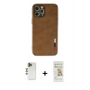 MARSİLYAN™- iPhone 12 Pro Max Kılıf Doruk Asil Koleksiyonu - Siyah Mat Seramik Nano Ekran Koruyucu + Shine Kamera Lens - GD
