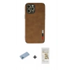 MARSİLYAN™- iPhone 12 Pro Max Kılıf Doruk Asil Koleksiyonu - Siyah Mat Seramik Nano Ekran Koruyucu + Shine Kamera Lens Koruma Cam - MI