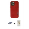 MARSİLYAN™- iPhone 12 Pro Max Kılıf Doruk Asil Koleksiyonu - Siyah Mat Seramik Nano Ekran Koruyucu + Renkli Kamera Lens Koruma Cam - MI