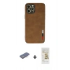 MARSİLYAN™- iPhone 12 Pro Max Kılıf Doruk Asil Koleksiyonu - Siyah Mat Seramik Nano Ekran Koruyucu + Renkli Kamera Lens Koruma Cam - MI