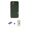 MARSİLYAN™- iPhone 12 Pro Max Kılıf Doruk Asil Koleksiyonu - Siyah Mat Seramik Nano Ekran Koruyucu + Renkli Kamera Lens Koruma Cam - MI