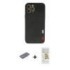 MARSİLYAN™- iPhone 12 Pro Max Kılıf Doruk Asil Koleksiyonu - Siyah Mat Seramik Nano Ekran Koruyucu + Renkli Kamera Lens Koruma Cam - MI