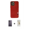 MARSİLYAN™- iPhone 12 Pro Max Kılıf Doruk Asil Koleksiyonu - Siyah Mat Seramik Nano Ekran Koruyucu + Neon Fosforlu Kamera Lens - BZ
