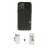 MARSİLYAN™- iPhone 12 Pro Max Kılıf Doruk Asil Koleksiyonu - Siyah Mat Seramik Nano Ekran Koruyucu + Shine Kamera Lens - LT