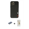 MARSİLYAN™- iPhone 12 Pro Max Kılıf Doruk Asil Koleksiyonu - Siyah Mat Seramik Nano Ekran Koruyucu + Renkli Kamera Lens Koruma Cam - YL