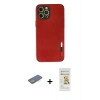 MARSİLYAN™- iPhone 12 Pro Max Kılıf Doruk Asil Koleksiyonu - Siyah Mat Seramik Nano Ekran Koruyucu + Renkli Kamera Lens Koruma Cam - YL