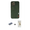 MARSİLYAN™- iPhone 12 Pro Max Kılıf Doruk Asil Koleksiyonu - Siyah Mat Seramik Nano Ekran Koruyucu + Renkli Kamera Lens Koruma Cam - YL