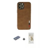 MARSİLYAN™- iPhone 12 Pro Max Kılıf Doruk Asil Koleksiyonu - Siyah Mat Seramik Nano Ekran Koruyucu + Renkli Kamera Lens Koruma Cam - YL