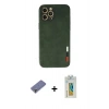MARSİLYAN™- iPhone 12 Pro Max Kılıf Doruk Asil Koleksiyonu - Siyah Polymer Nano Ekran Koruyucu + Metal Kamera Lens Koruma Cam - GD