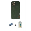 MARSİLYAN™- iPhone 12 Pro Max Kılıf Doruk Asil Koleksiyonu - Siyah Polymer Nano Ekran Koruyucu + Shine Kamera Lens Koruma Cam - GD