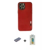 MARSİLYAN™- iPhone 12 Pro Max Kılıf Doruk Asil Koleksiyonu - Siyah Polymer Nano Ekran Koruyucu + Renkli Kamera Lens Koruma Cam - PE