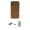 MARSİLYAN™- iPhone 12 Pro Max Kılıf Doruk Asil Koleksiyonu - Siyah Polymer Nano Ekran Koruyucu + Renkli Kamera Lens Koruma Cam - PE