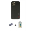MARSİLYAN™- iPhone 12 Pro Max Kılıf Doruk Asil Koleksiyonu - Siyah Polymer Nano Ekran Koruyucu + Renkli Kamera Lens Koruma Cam - PE
