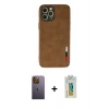 MARSİLYAN™- iPhone 12 Pro Max Kılıf Doruk Asil Koleksiyonu - Siyah Polymer Nano Ekran Koruyucu + Neon Fosforlu Kamera Lens - SI