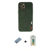 MARSİLYAN™- iPhone 12 Pro Max Kılıf Doruk Asil Koleksiyonu - Siyah Polymer Nano Ekran Koruyucu + Shine Kamera Lens Koruma Cam - GI