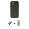MARSİLYAN™- iPhone 12 Pro Max Kılıf Doruk Asil Koleksiyonu - Siyah Polymer Nano Ekran Koruyucu + Shine Kamera Lens Koruma Cam - SH