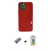 MARSİLYAN™- iPhone 12 Pro Max Kılıf Doruk Asil Koleksiyonu - Siyah Polymer Nano Ekran Koruyucu + Shine Kamera Lens Koruma Cam - SH