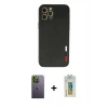 MARSİLYAN™- iPhone 12 Pro Max Kılıf Doruk Asil Koleksiyonu - Siyah Polymer Nano Ekran Koruyucu + Neon Fosforlu Kamera Lens - YL