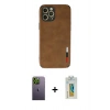 MARSİLYAN™- iPhone 12 Pro Max Kılıf Doruk Asil Koleksiyonu - Siyah Polymer Nano Ekran Koruyucu + Neon Fosforlu Kamera Lens - YL