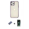 MARSİLYAN™- iPhone 12 Pro Max Kılıf Doruk Doku Prime - Şeffaf 360 Full Body Arka Koruyucu + Metal Kamera Lens Koruma Cam - GD