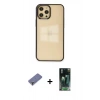 MARSİLYAN™- iPhone 12 Pro Max Kılıf Doruk Doku Prime - Şeffaf 360 Full Body Arka Koruyucu + Metal Kamera Lens Koruma Cam - GD