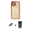 MARSİLYAN™- iPhone 12 Pro Max Kılıf Doruk Doku Prime - Şeffaf 360 Full Body Arka Koruyucu + Metal Kamera Lens Koruma Cam - GD