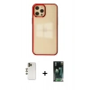 MARSİLYAN™- iPhone 12 Pro Max Kılıf Doruk Doku Prime - Şeffaf 360 Full Body Arka Koruyucu + Shine Kamera Lens - GD