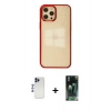 MARSİLYAN™- iPhone 12 Pro Max Kılıf Doruk Doku Prime - Şeffaf 360 Full Body Arka Koruyucu + Shine Kamera Lens - LT