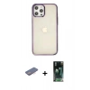 MARSİLYAN™- iPhone 12 Pro Max Kılıf Doruk Doku Prime - Şeffaf 360 Full Body Arka Koruyucu + Renkli Kamera Lens Koruma Cam - PE