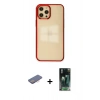 MARSİLYAN™- iPhone 12 Pro Max Kılıf Doruk Doku Prime - Şeffaf 360 Full Body Arka Koruyucu + Renkli Kamera Lens Koruma Cam - PE