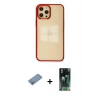 MARSİLYAN™- iPhone 12 Pro Max Kılıf Doruk Doku Prime - Şeffaf 360 Full Body Arka Koruyucu + Shine Kamera Lens Koruma Cam - GS