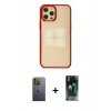 MARSİLYAN™- iPhone 12 Pro Max Kılıf Doruk Doku Prime - Şeffaf 360 Full Body Arka Koruyucu + Neon Fosforlu Kamera Lens - YL