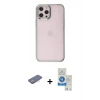 MARSİLYAN™- iPhone 12 Pro Max Kılıf Doruk Doku Prime - Şeffaf Royal Nano Ekran Koruyucu + Renkli Kamera Lens Koruma Cam - PE