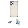 MARSİLYAN™- iPhone 12 Pro Max Kılıf Doruk Doku Prime - Şeffaf Royal Nano Ekran Koruyucu + Renkli Kamera Lens Koruma Cam - PE
