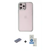 MARSİLYAN™- iPhone 12 Pro Max Kılıf Doruk Doku Prime - Şeffaf Royal Nano Ekran Koruyucu + Renkli Kamera Lens Koruma Cam - MI