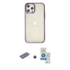 MARSİLYAN™- iPhone 12 Pro Max Kılıf Doruk Doku Prime - Şeffaf Royal Nano Ekran Koruyucu + Renkli Kamera Lens Koruma Cam - MI