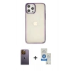 MARSİLYAN™- iPhone 12 Pro Max Kılıf Doruk Doku Prime - Şeffaf Royal Nano Ekran Koruyucu + Neon Fosforlu Kamera Lens - SI