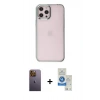 MARSİLYAN™- iPhone 12 Pro Max Kılıf Doruk Doku Prime - Şeffaf Royal Nano Ekran Koruyucu + Neon Fosforlu Kamera Lens - SI